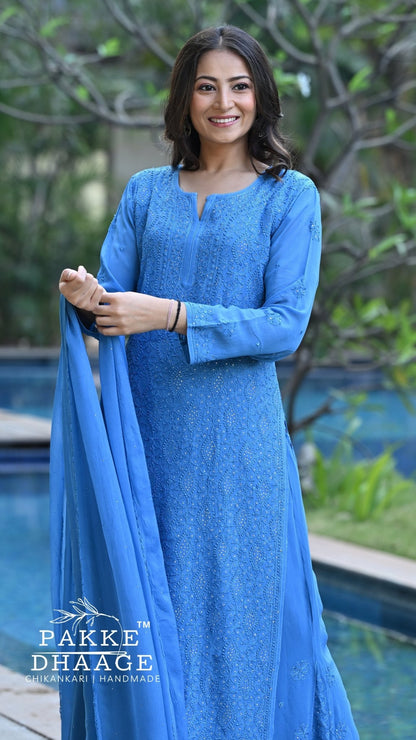 Sahiba Pure Viscose Kurta & Kurta Sets - Cerulean Blue