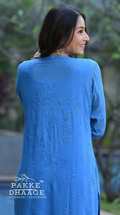 Sahiba Pure Viscose Kurta & Kurta Sets - Cerulean Blue