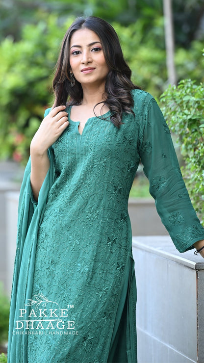 Sahiba Pure Viscose Kurta & Kurta Sets - Emerald Green