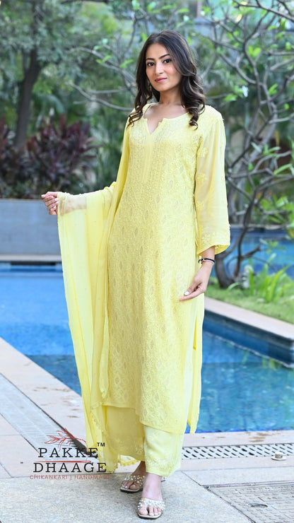 Sahiba Pure Viscose Kurta & Kurta Sets - Lemon Yellow