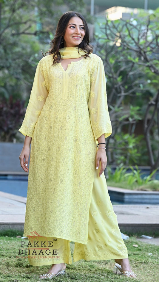 Sahiba Pure Viscose Kurta & Kurta Sets - Lemon Yellow