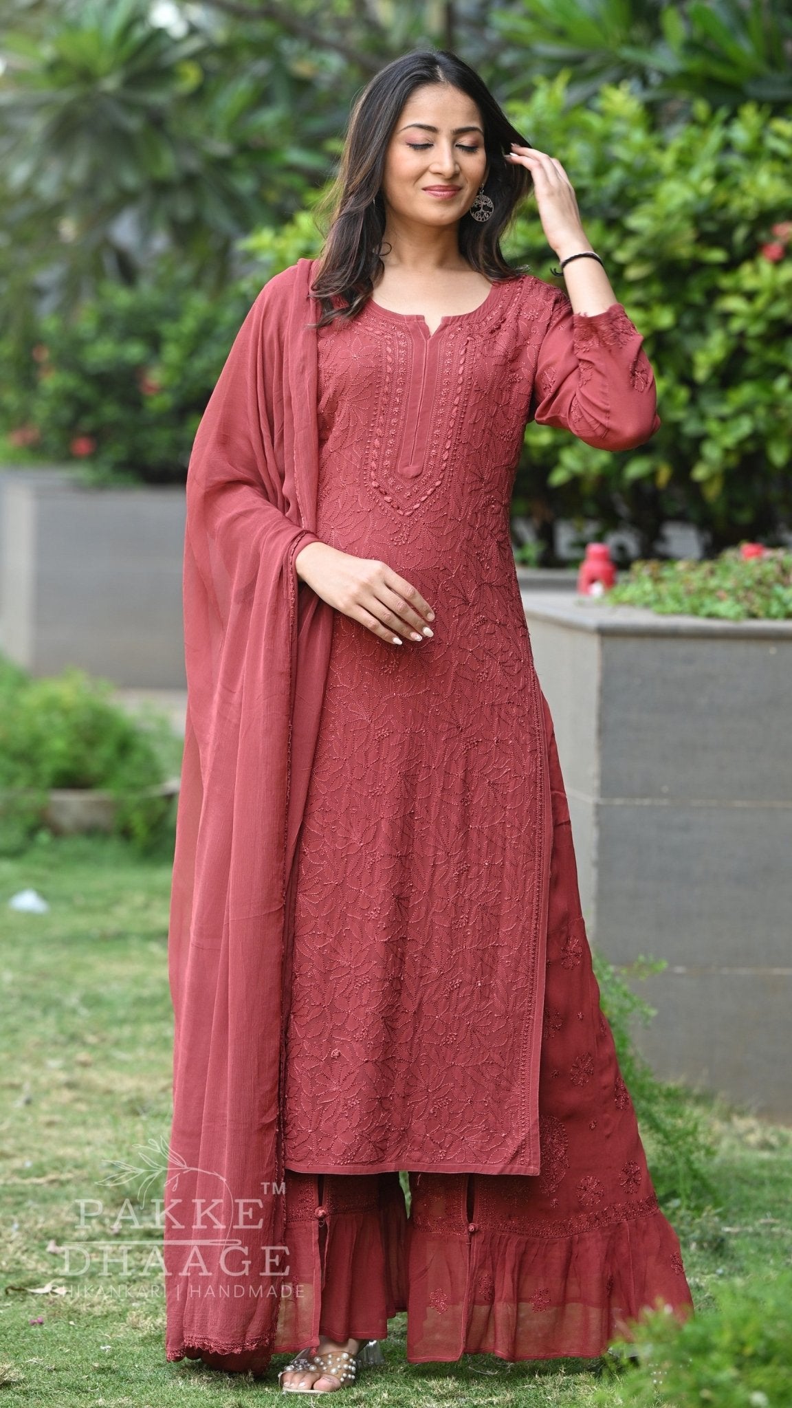 Sahiba Pure Viscose Kurta & Kurta Sets - Terracotta Brown