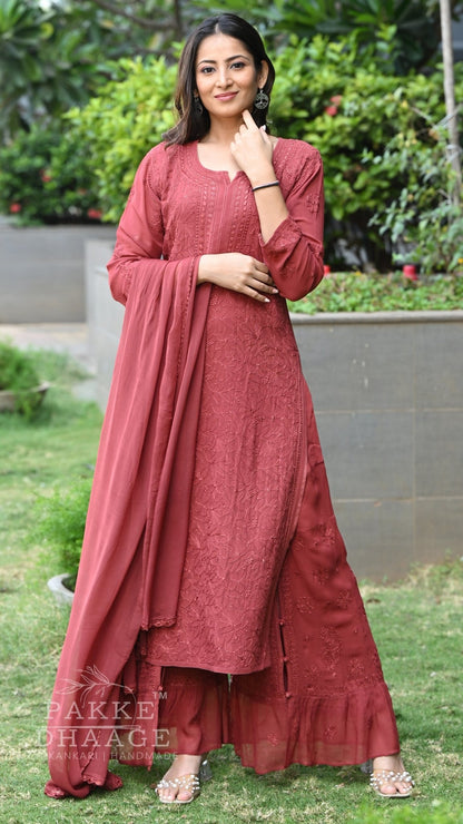 Sahiba Pure Viscose Kurta & Kurta Sets - Terracotta Brown