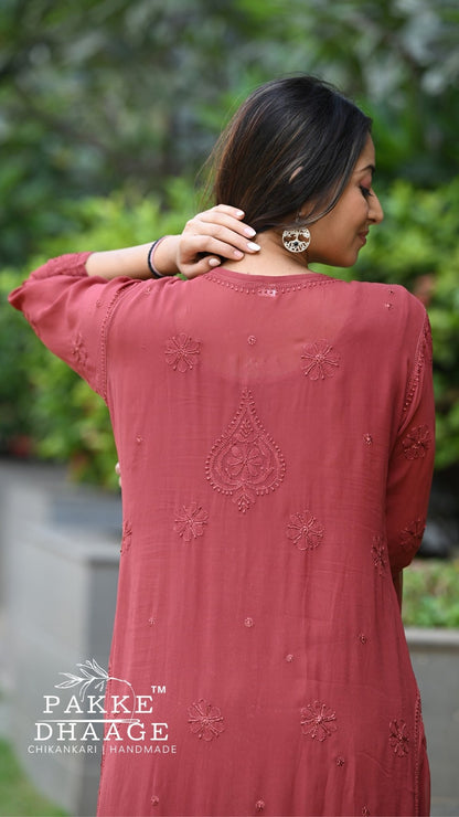 Sahiba Pure Viscose Kurta & Kurta Sets - Terracotta Brown