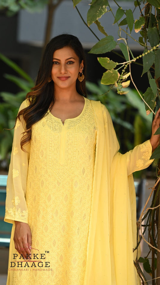 Sahiba Pure Viscose Kurta & Kurta Sets - Turmeric Silk