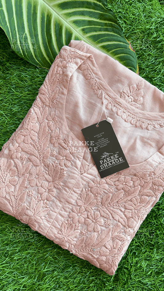 Saira Chic Pure Mulmul Short Kurti - Rugby Tan