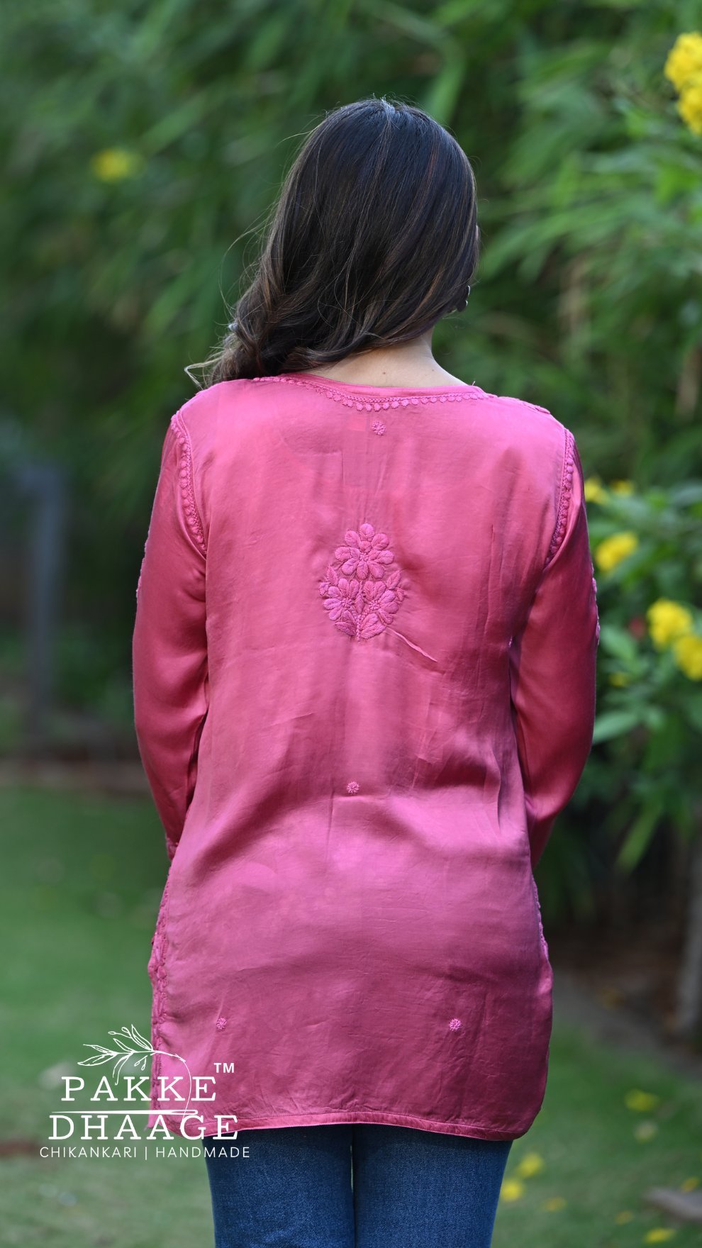 Saira Pure Modal Satin Short Kurtis Wild Raspberry