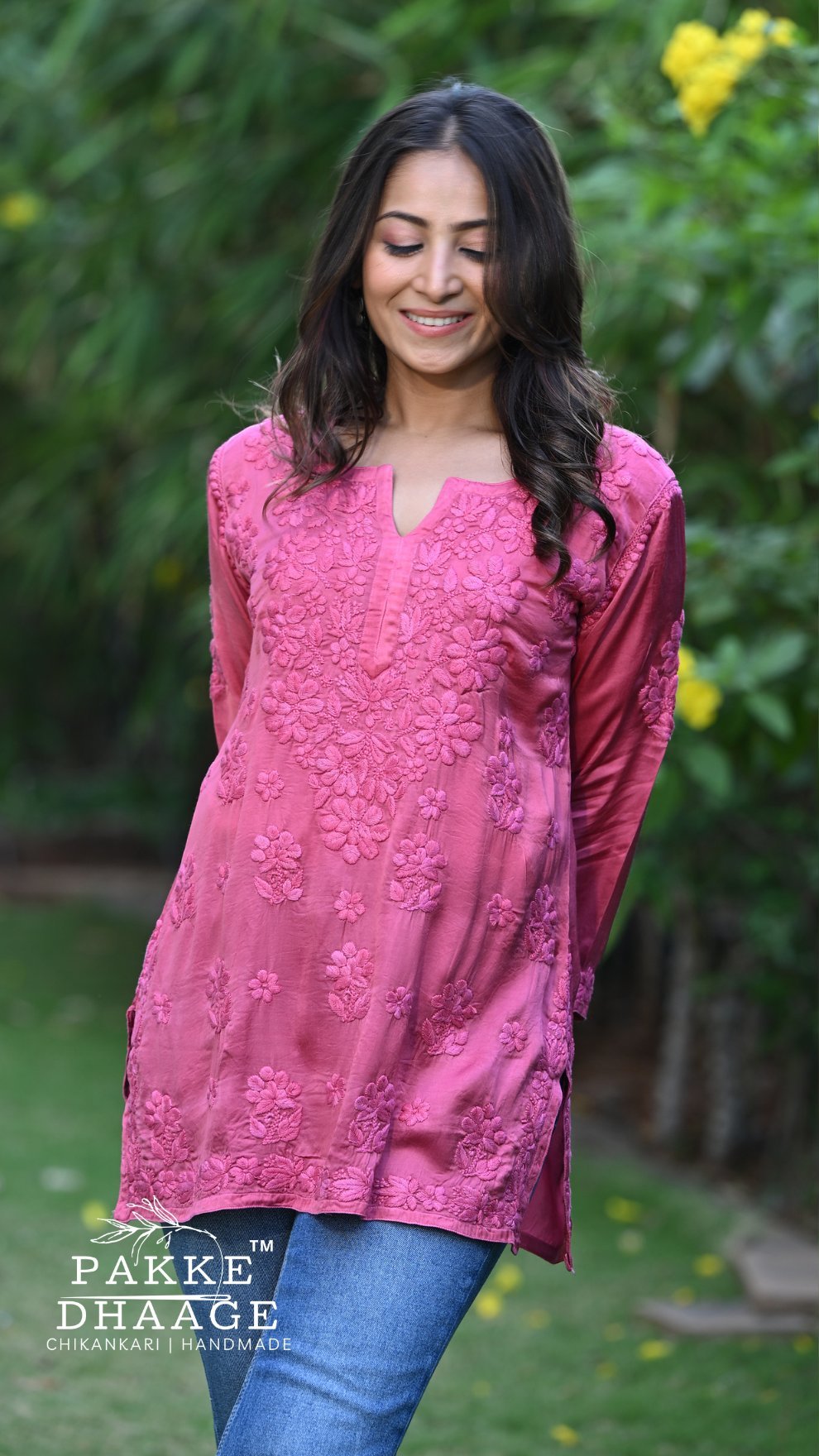 Saira Pure Modal Satin Short Kurtis Wild Raspberry