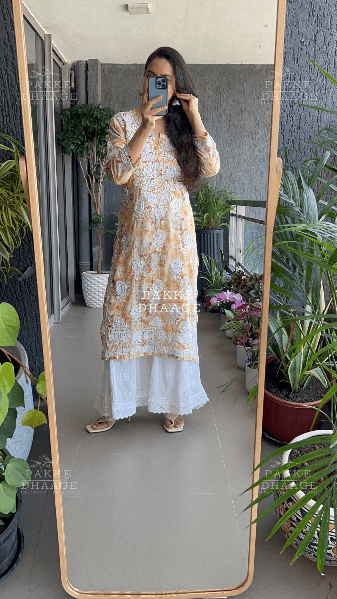 Sana Printed Pure Mulmul Kurta Golden Yellow