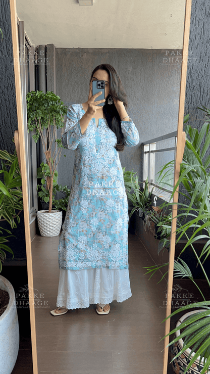 Seher Pure Cotton Kurta - Light Blue