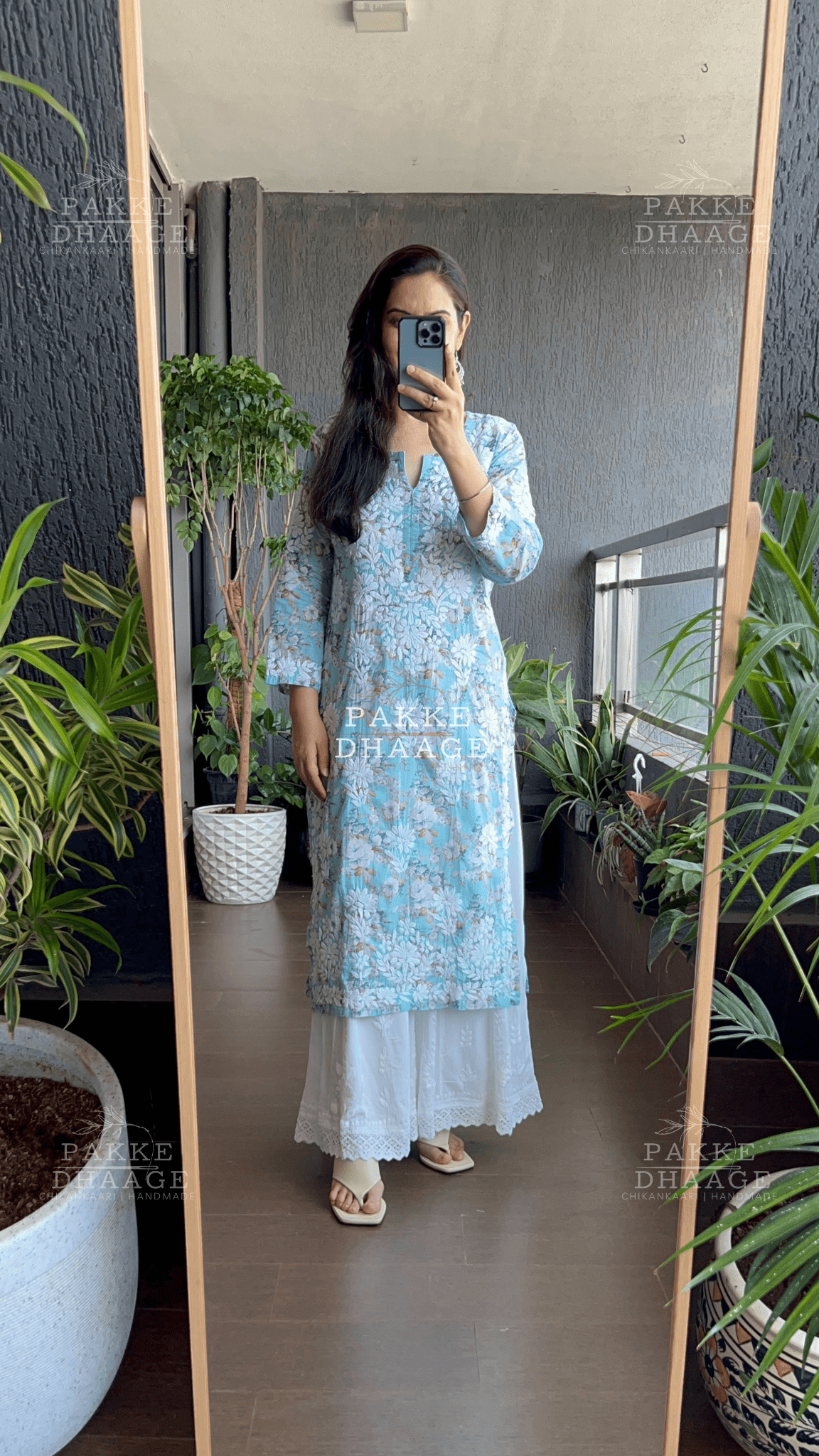 Seher Pure Cotton Kurta - Light Blue