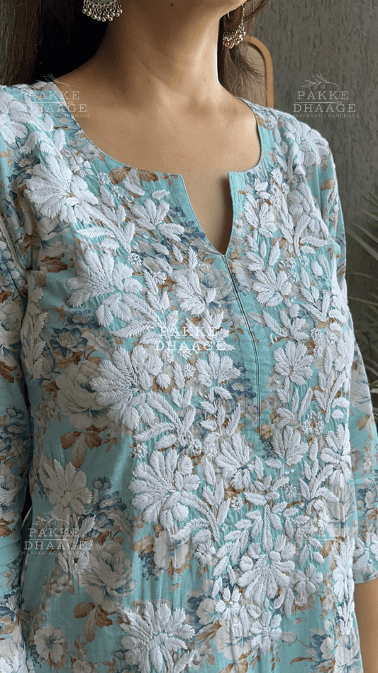 Seher Pure Cotton Kurta - Light Blue