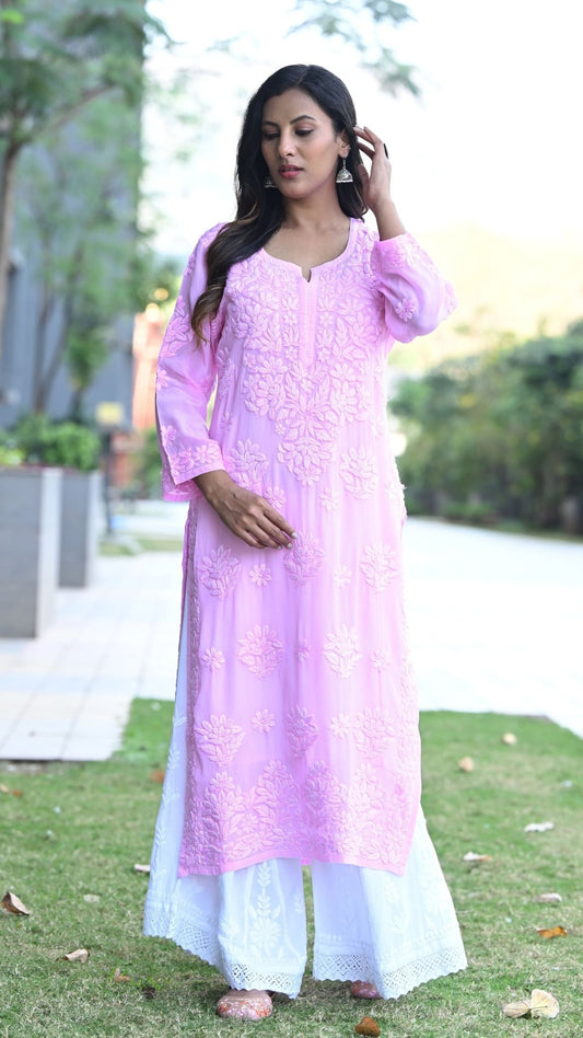Seher Pure Crepe Kurta - Blush Petal