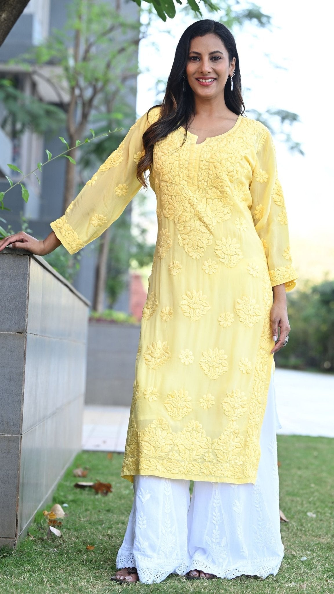 Seher Pure Crepe Kurta - Buttercup