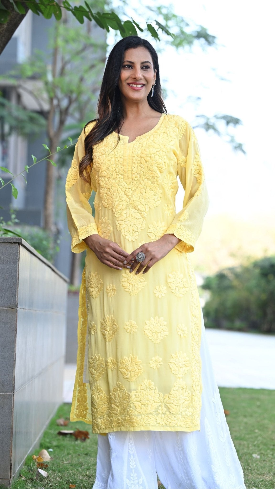 Seher Pure Crepe Kurta - Buttercup