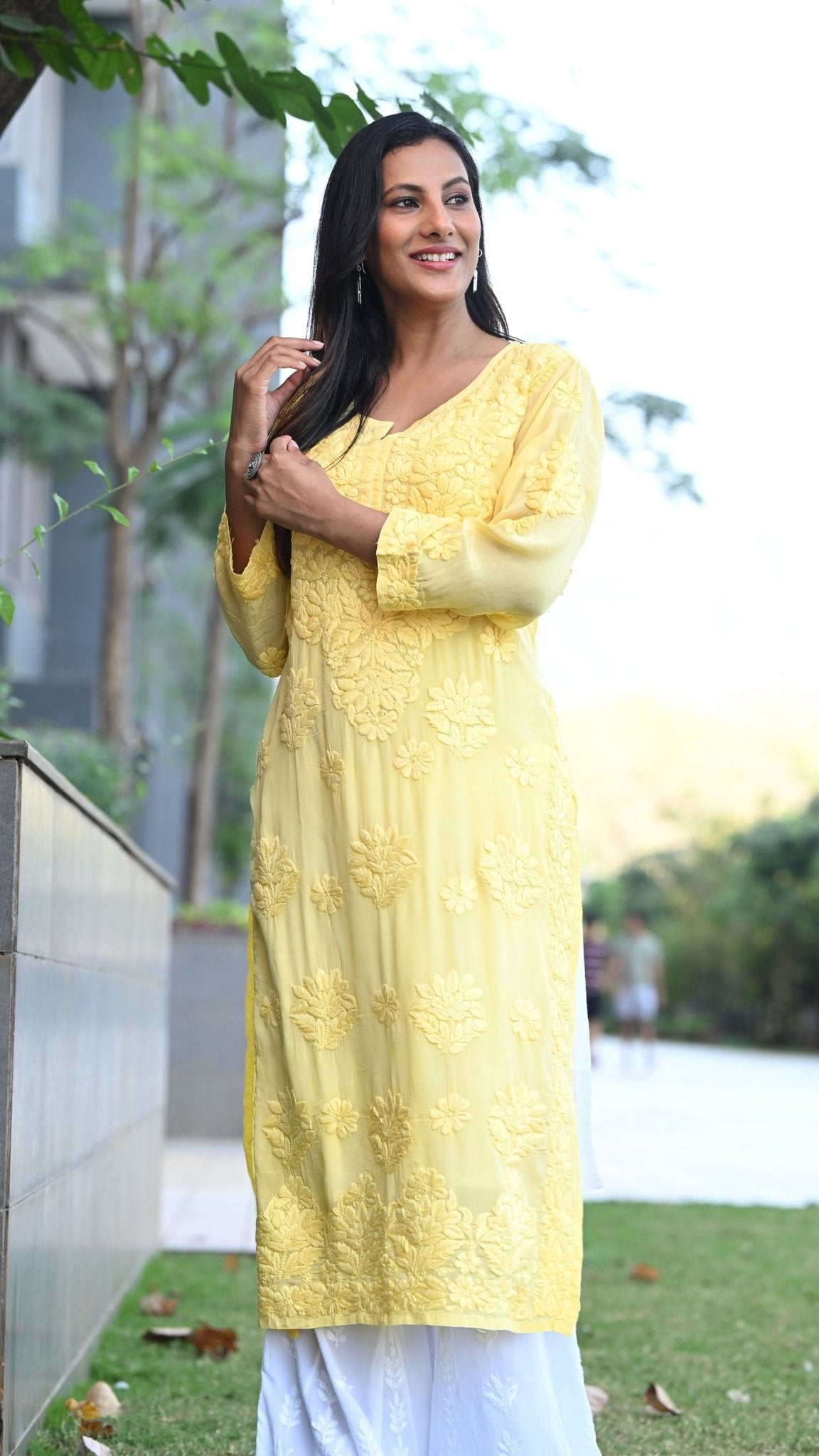 Seher Pure Crepe Kurta - Buttercup