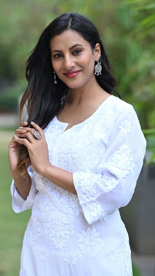Seher Pure Crepe Kurta - Classic White