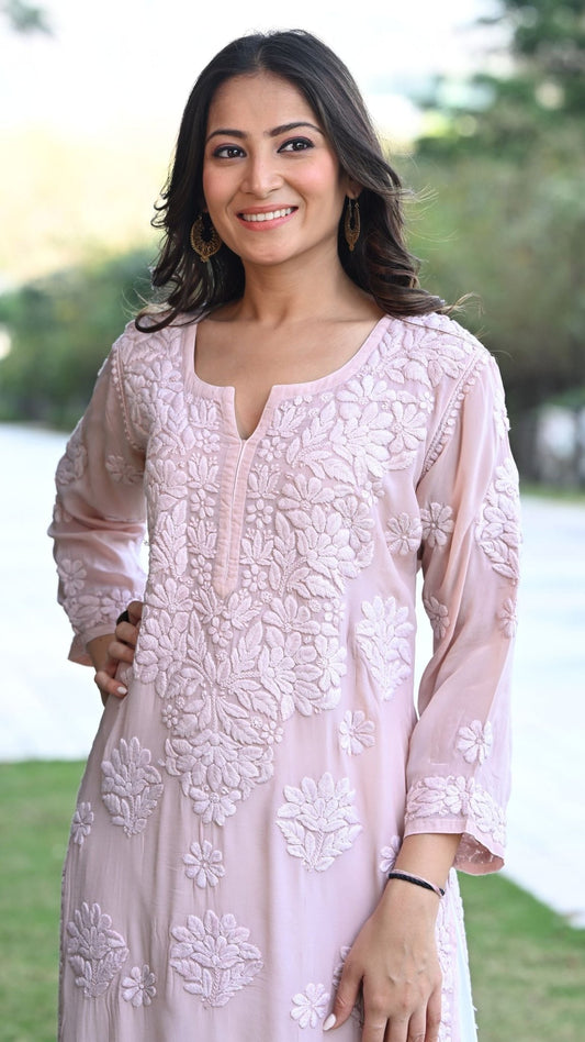 Seher Pure Crepe Kurta - Old Rose