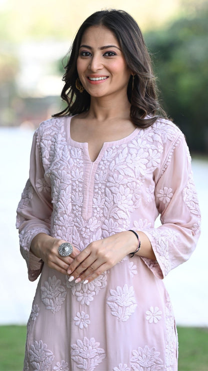 Seher Pure Crepe Kurta - Old Rose