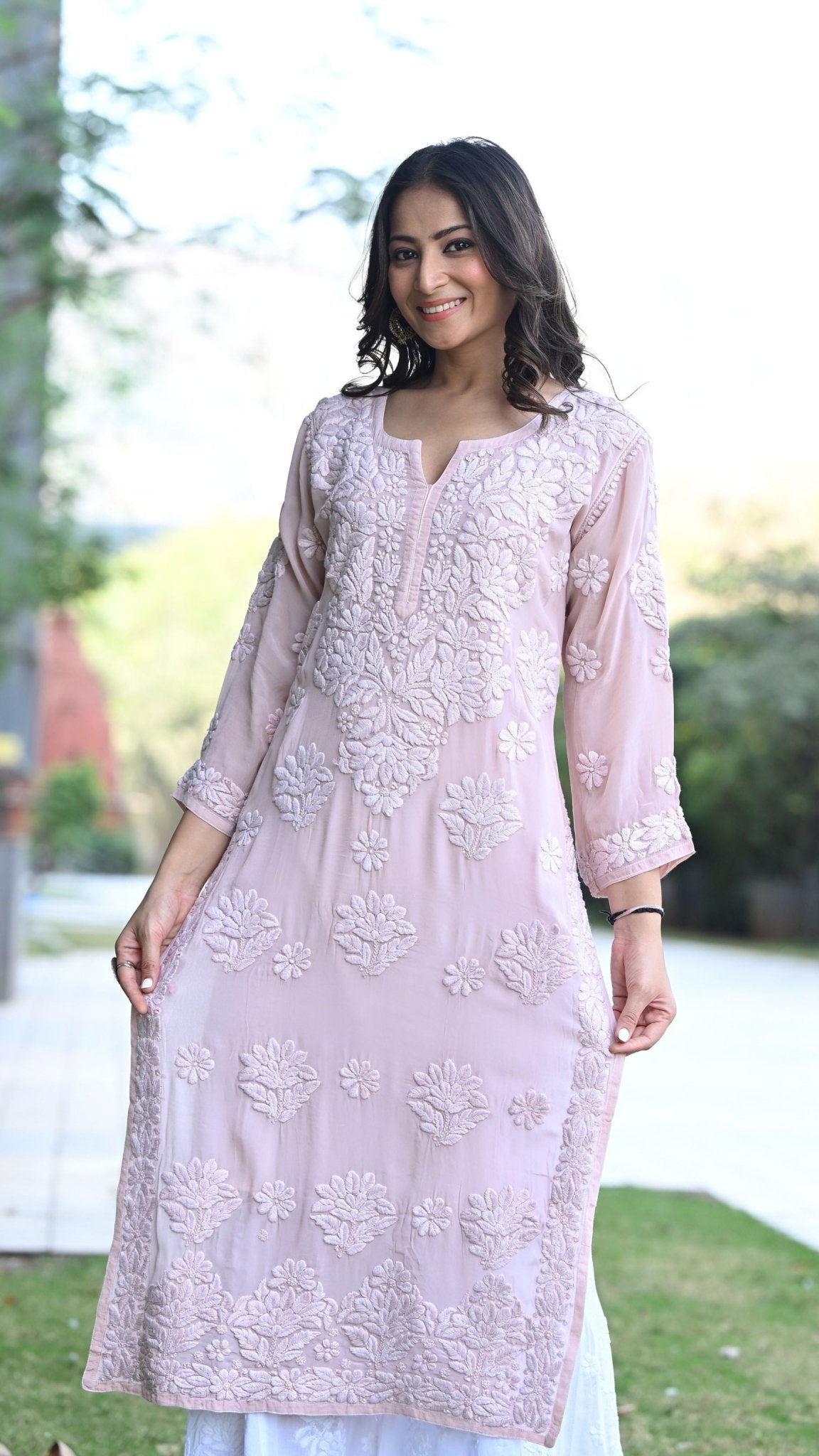 Seher Pure Crepe Kurta - Old Rose