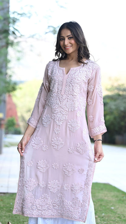Seher Pure Crepe Kurta - Old Rose