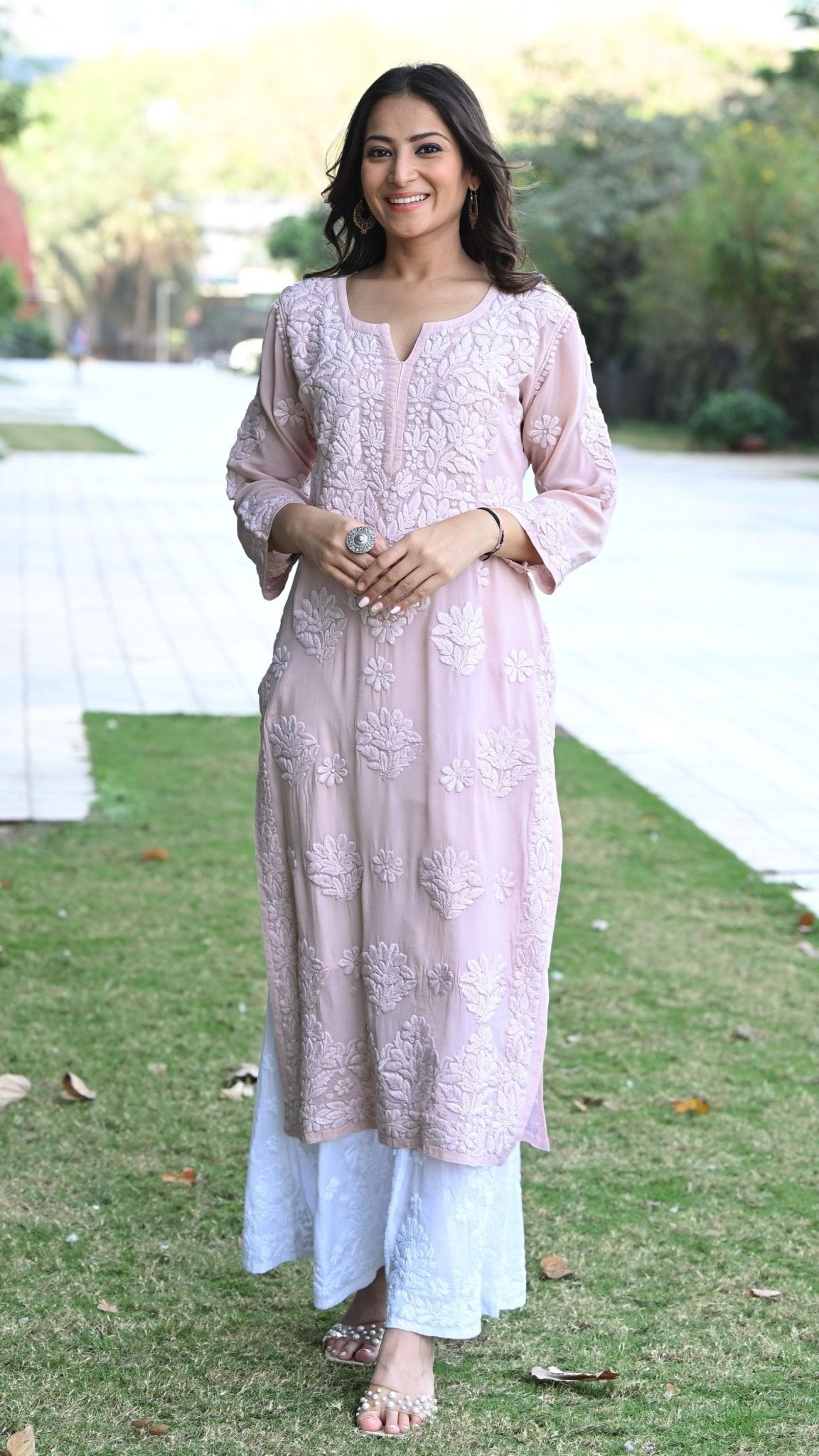 Seher Pure Crepe Kurta - Old Rose