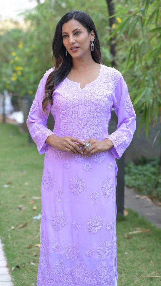 Seher Pure Crepe Kurta - Orchid Lilac