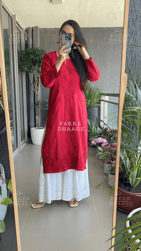 Sifra Pure Cotton Kurta - Deep Red
