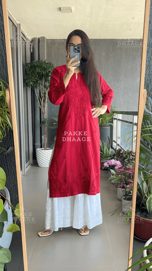 Sifra Pure Cotton Kurta - Deep Red