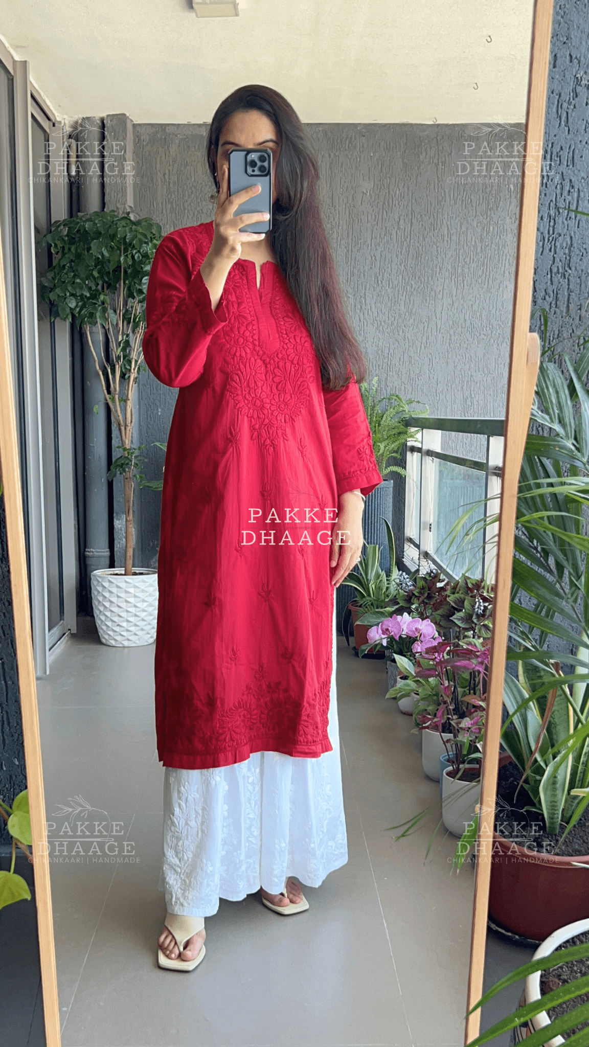 Sifra Pure Cotton Kurta - Deep Red