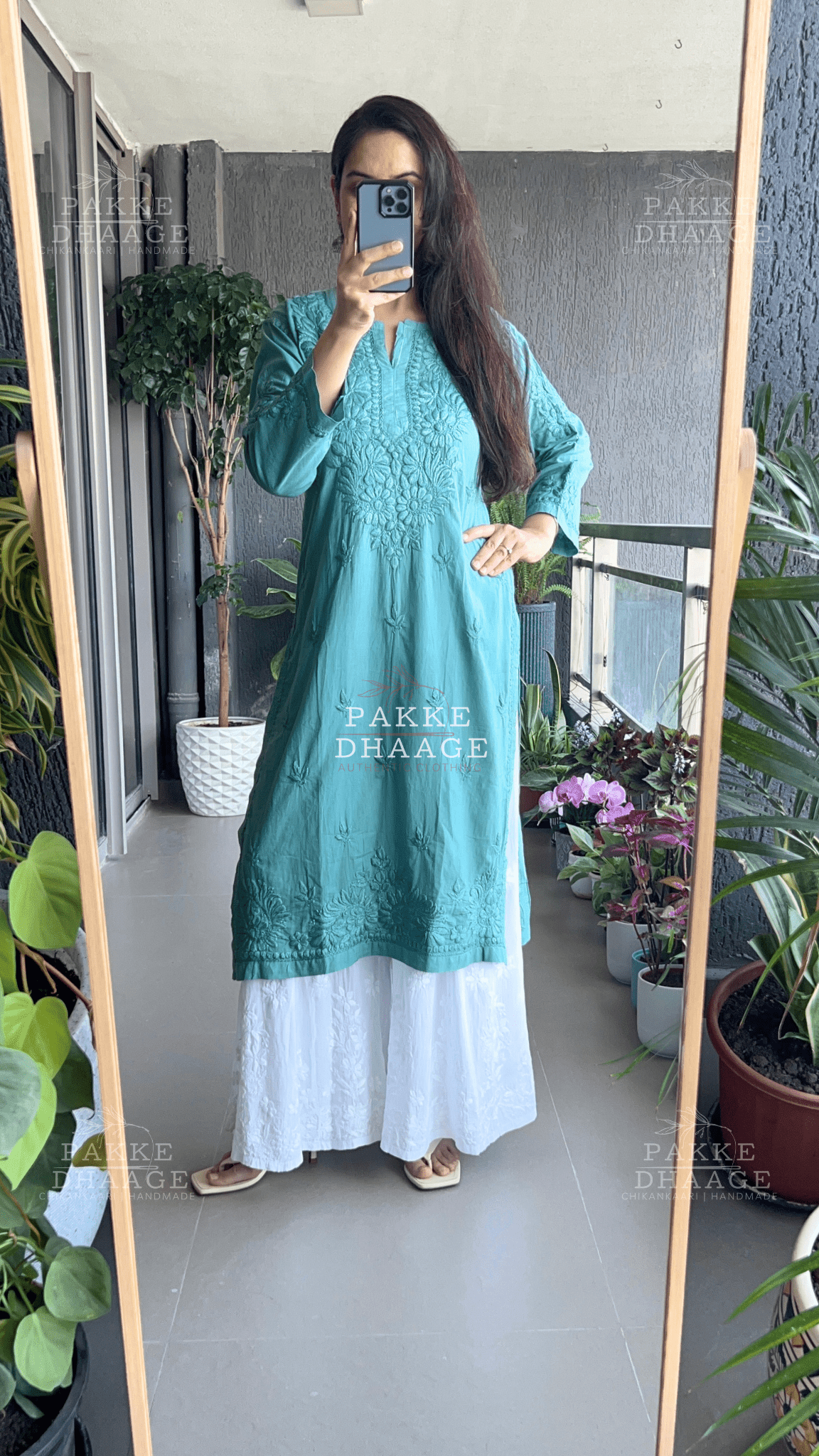 Sifra Pure Cotton Kurta - Dusty Teal