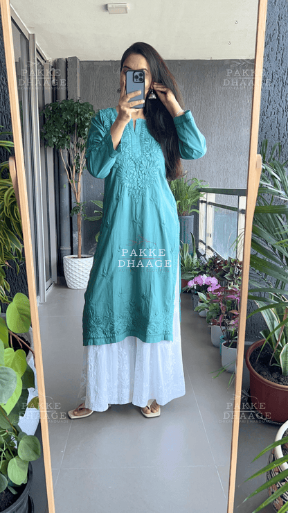 Sifra Pure Cotton Kurta - Dusty Teal