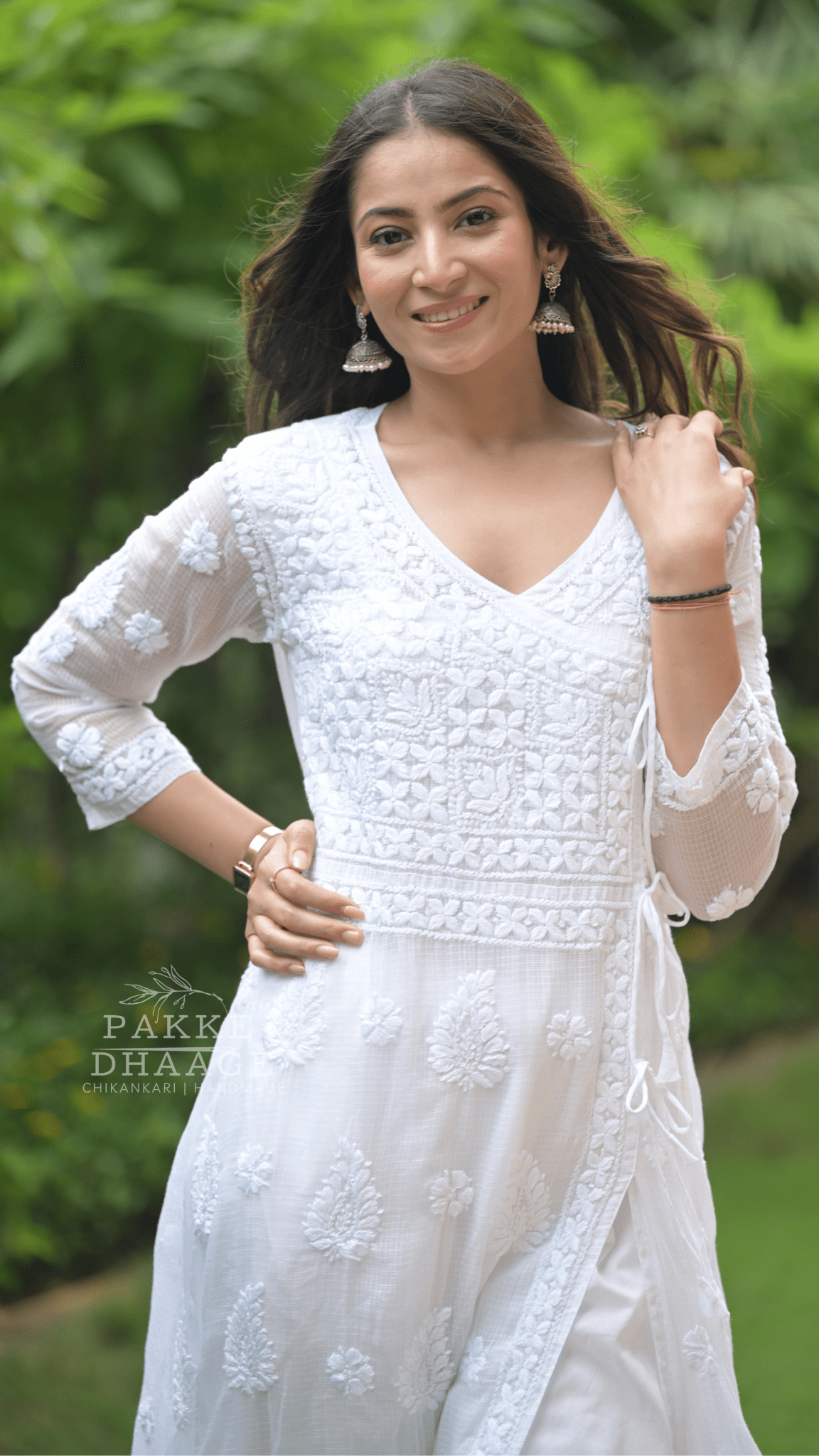 Siya Chikankari Pure Kota Angrakha with Inner - Classic White