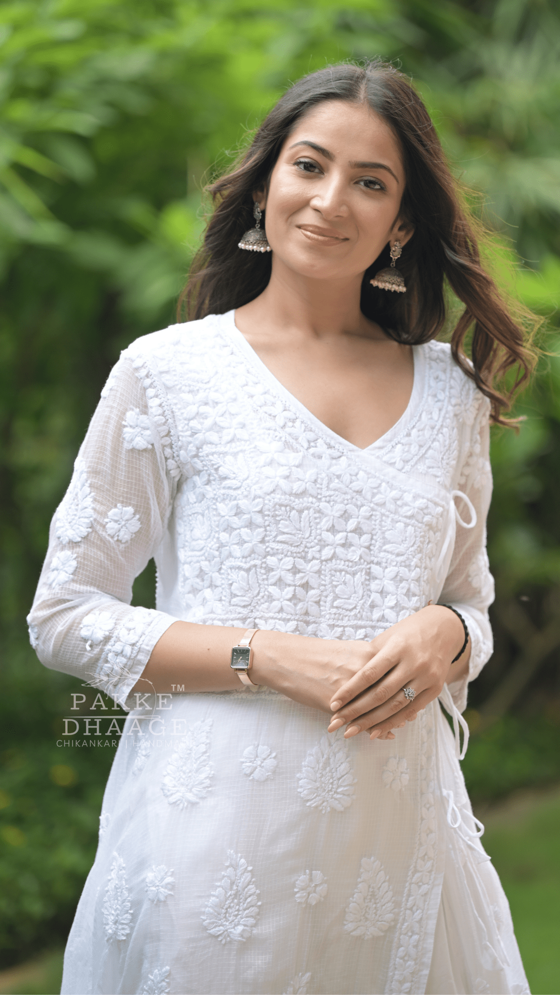 Siya Chikankari Pure Kota Angrakha with Inner - Classic White