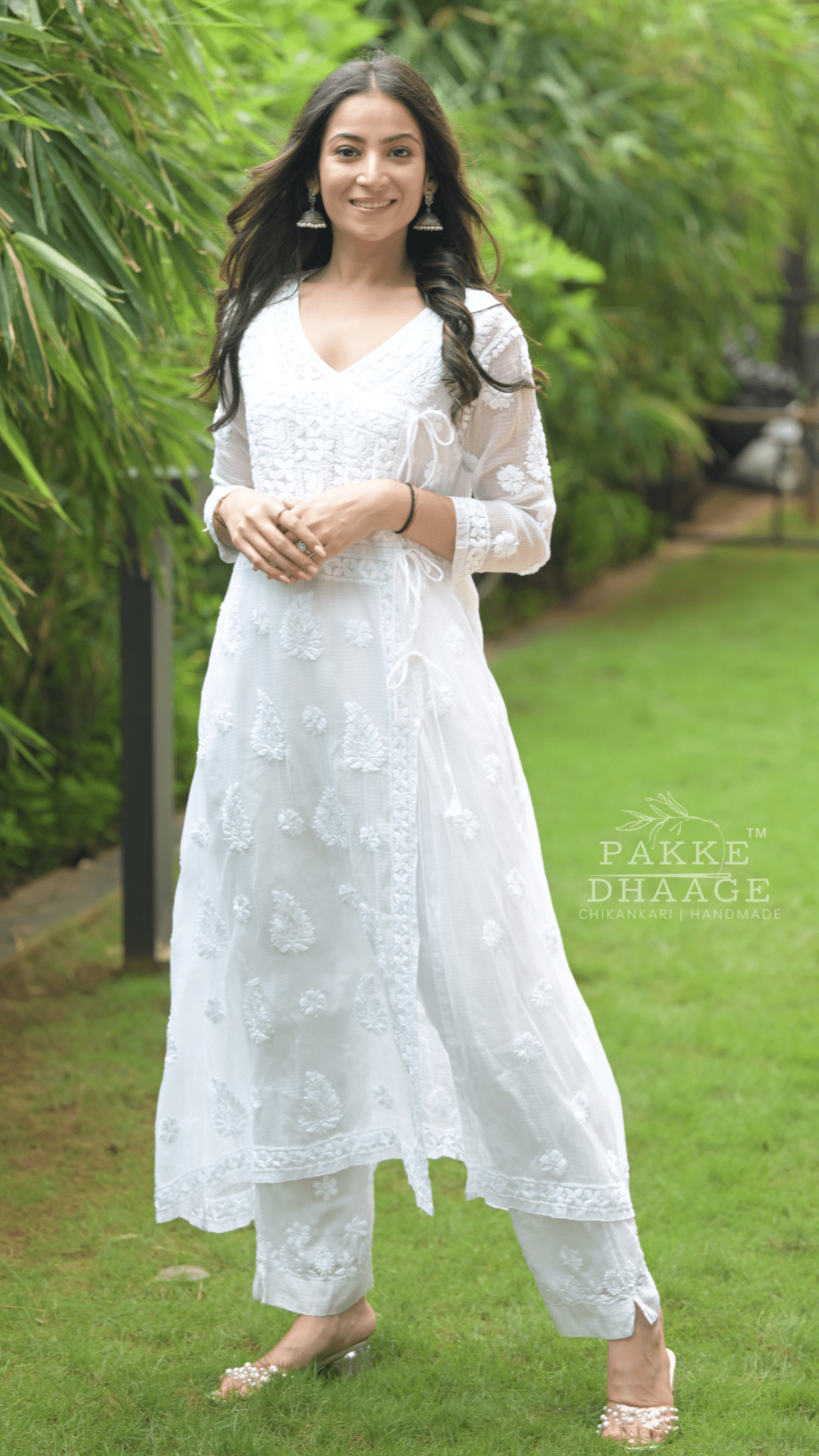 Siya Chikankari Pure Kota Angrakha with Inner - Classic White