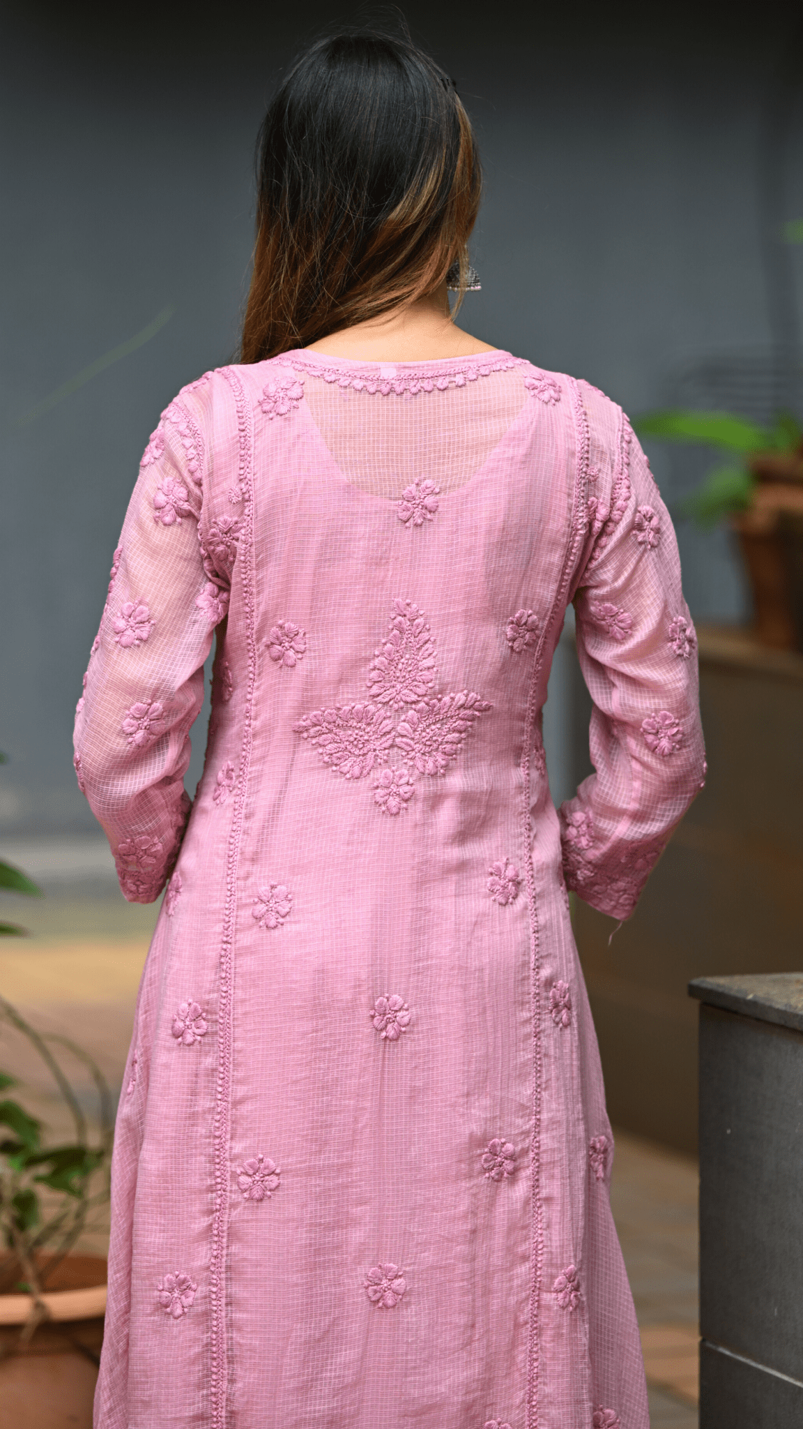 Siya Chikankari Pure Kota Angrakha with Inner - Mesmerizing Mauve