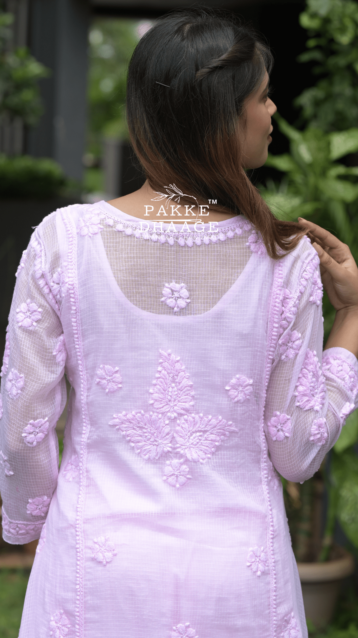Siya Chikankari Pure Kota Angrakha with Inner - Pastel Pink