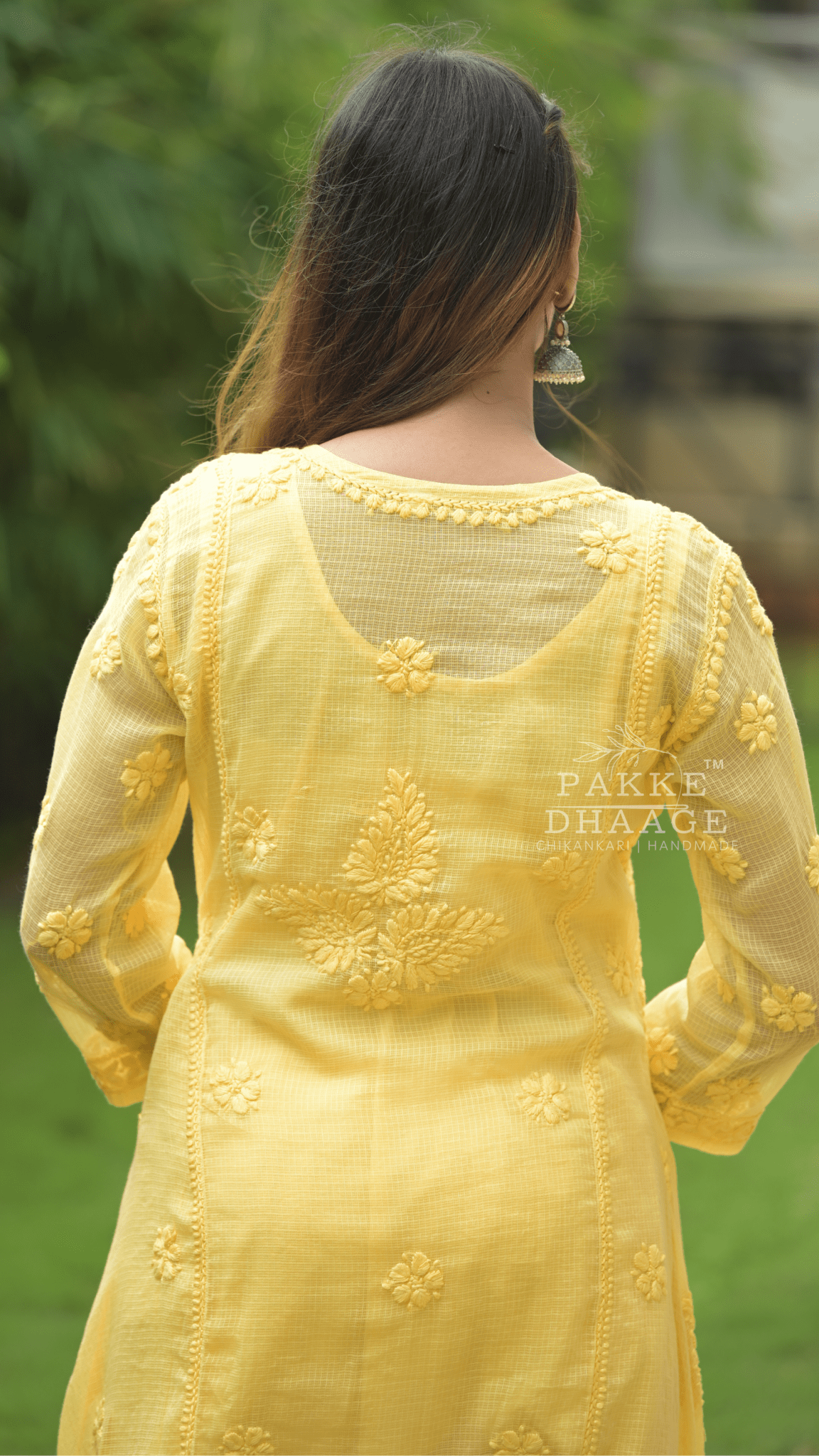 Siya Chikankari Pure Kota Angrakha with Inner - Sunshine Yellow