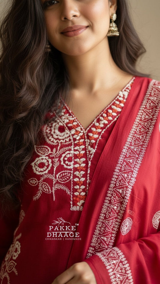 Threaded Echoes 3-pc Embroidered Suit Set