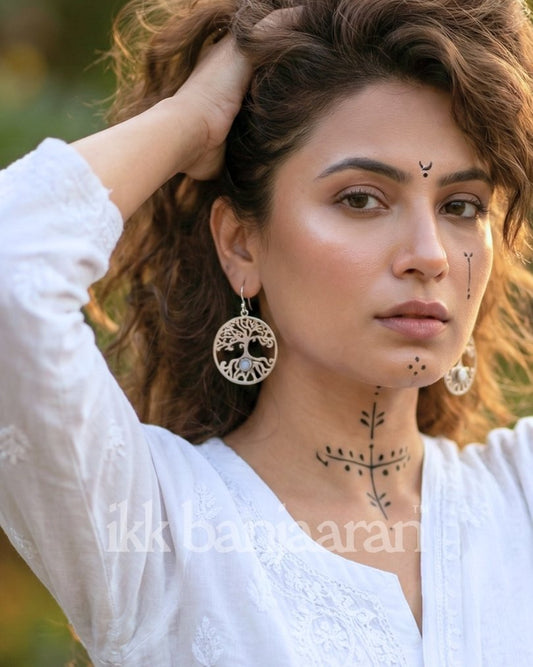 Tree of Life Dangles Pearl White