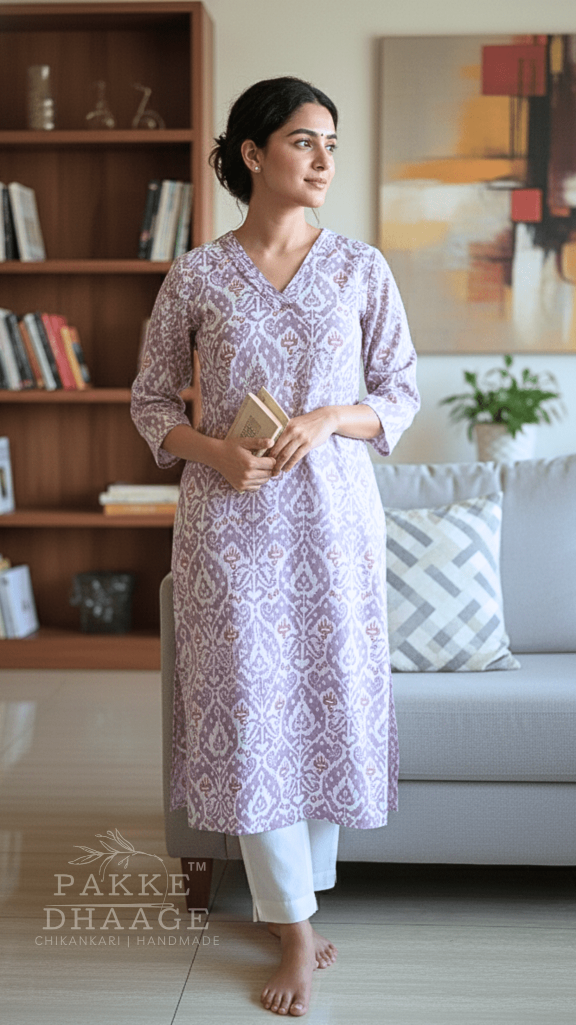 Trisha Pure Cotton Jaipuri Printed Kurti Ikhat Mauve