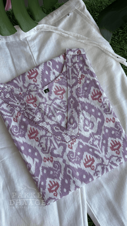 Trisha Pure Cotton Jaipuri Printed Kurti Ikhat Mauve
