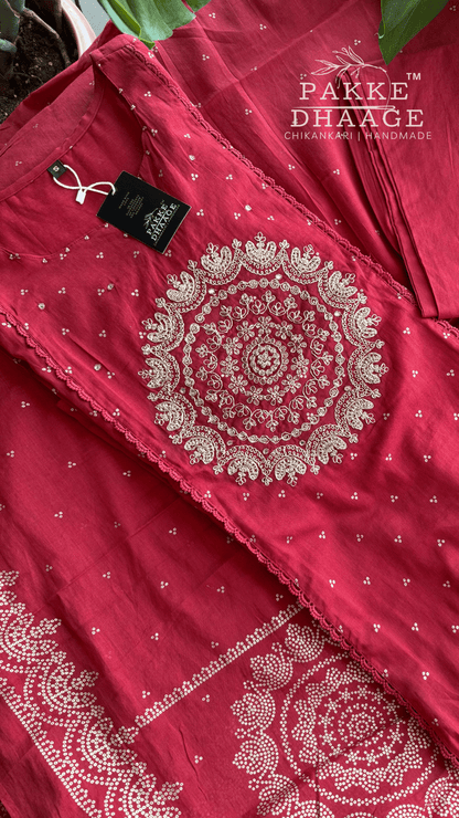 Vaani Embroidered Pure Mulmul Cotton Sets Terracotta Red