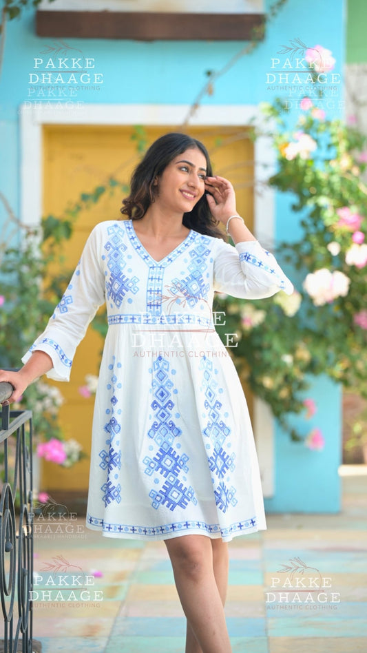 White serenity Pure Mulmul Embroidered Dress