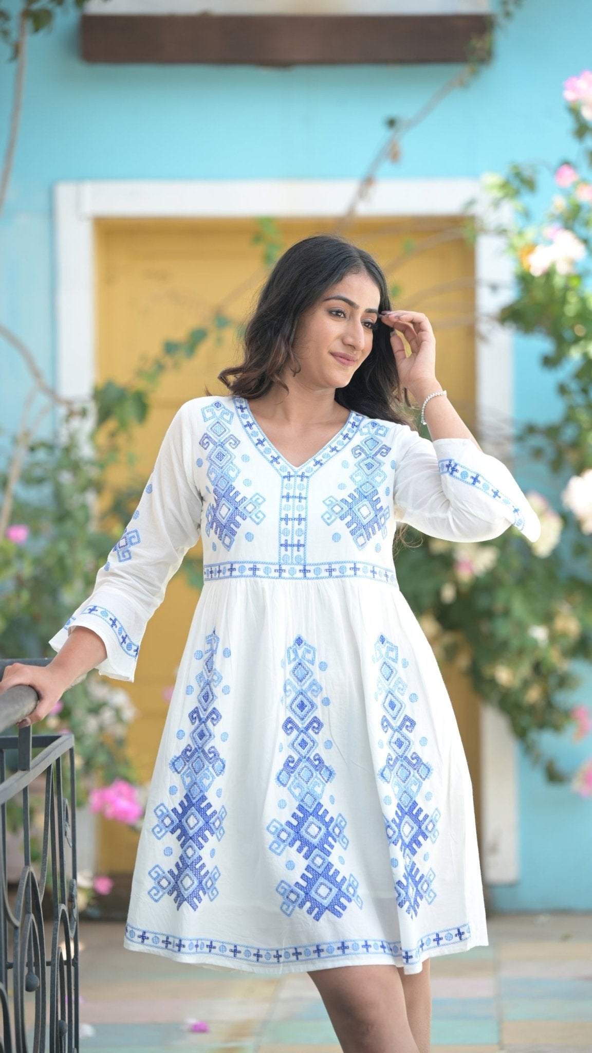 White serenity Pure Mulmul Embroidered Dress