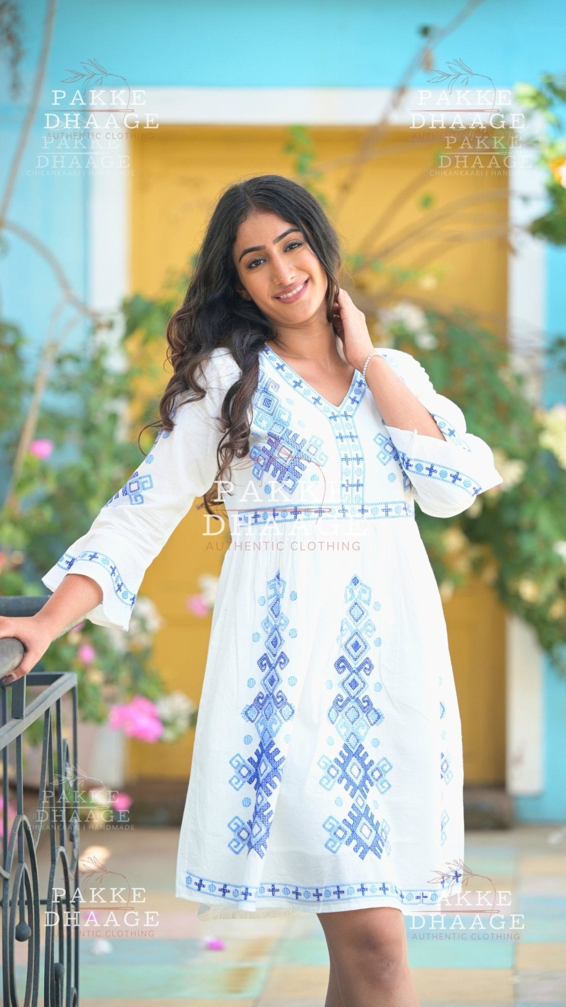 White serenity Pure Mulmul Embroidered Dress