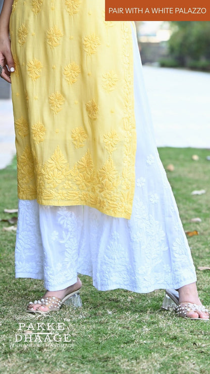 Zaira Pure Muslin Silk Kurta - Amaltas Yellow