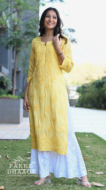 Zaira Pure Muslin Silk Kurta - Amaltas Yellow