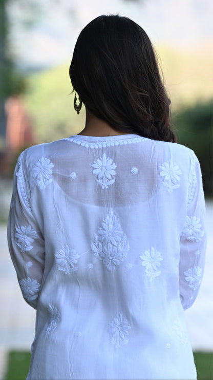 Zaira Pure Muslin Silk Kurta - Pristine White