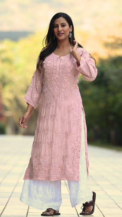 Zaira Pure Muslin Silk Kurta - Sandstone Brown